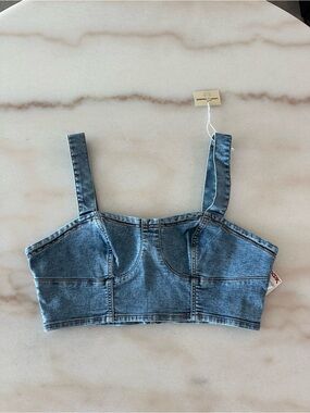 NWT Love & Trends Denim Corset Crop Top Medium